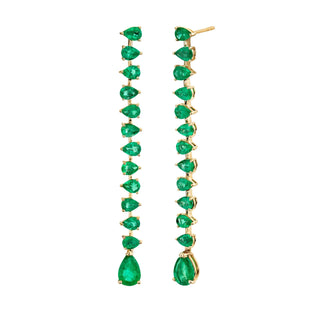 Reverse Water Drop Zambian Emerald Earrings | Ready to Ship Pair Yellow Gold  by Logan Hollowell Jewelry