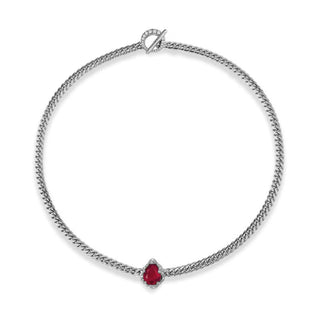 Reversible Baby Queen Ruby Water Drop Cuban Choker White Gold 14"  by Logan Hollowell Jewelry