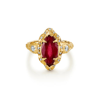 Queen Marquise Ruby Ring Yellow Gold 3  by Logan Hollowell Jewelry