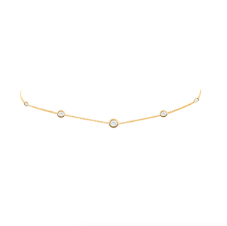 5 Moonstone Orbit Bezel Choker | Ready to Ship Yellow Gold 14"-15"-16"  by Logan Hollowell Jewelry