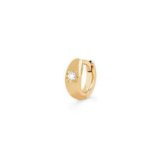 Single Star Set Rounded Diamond Huggies | Ready to Ship Yellow Gold Single  by Logan Hollowell Jewelry