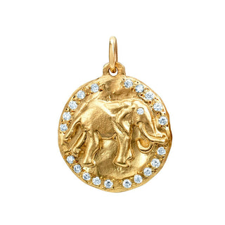 Lucky Baby Tembo Protection Coin with Diamonds | Ready to Ship Yellow Gold   by Logan Hollowell Jewelry