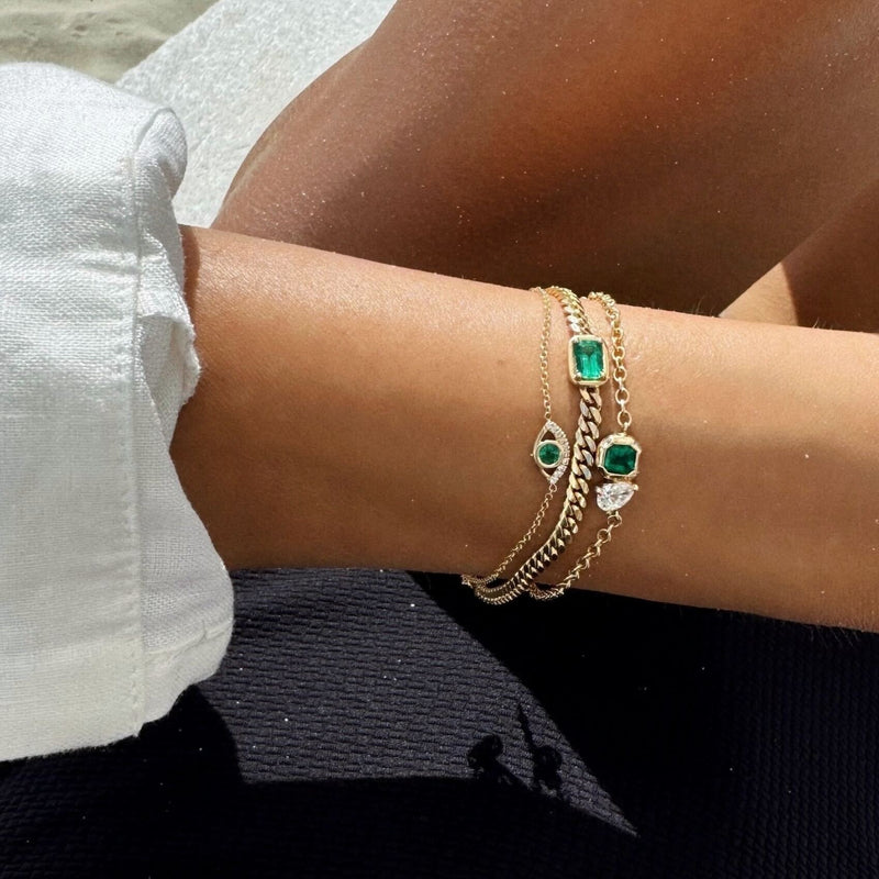 Queen Emerald Cut Emerald Cuban Bracelet | Ready to Ship by Logan Hollowell Jewelry