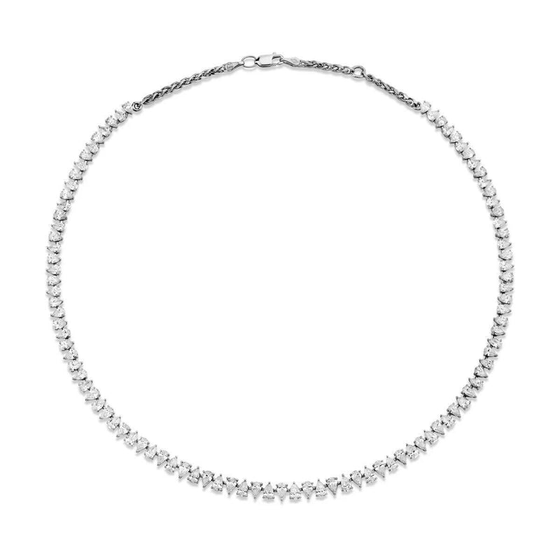 14K Baby Reverse Water Drop Diamond Tennis Necklace by Logan Hollowell Jewelry