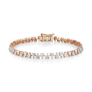 18K Baby Reverse Water Drop Diamond Tennis Bracelet Rose Gold 6.5" Lab-Created by Logan Hollowell Jewelry