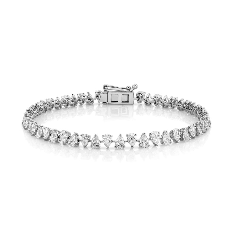 Petite Reverse Water Drop Diamond Tennis Bracelet White Gold 6.5" by Logan Hollowell Jewelry