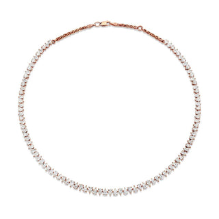 Baby Reverse Water Drop Diamond Tennis Necklace Rose Gold Lab-Created by Logan Hollowell Jewelry