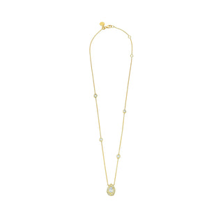 Reverse Water Drop Diamond Halo Necklace by Logan Hollowell Jewelry