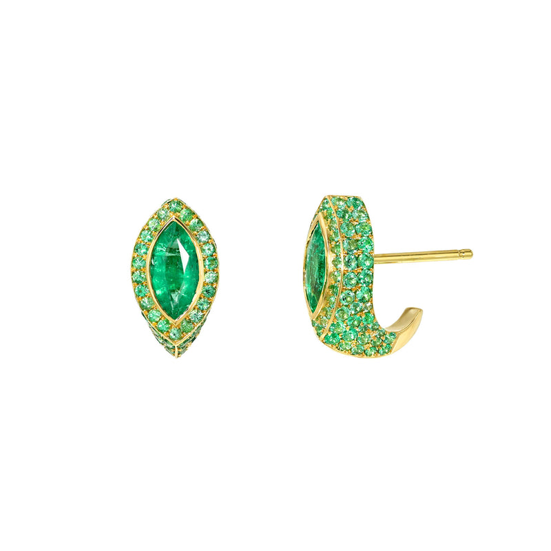 Zambian Emerald Pavé Marquise Stuggies Yellow Gold by Logan Hollowell Jewelry