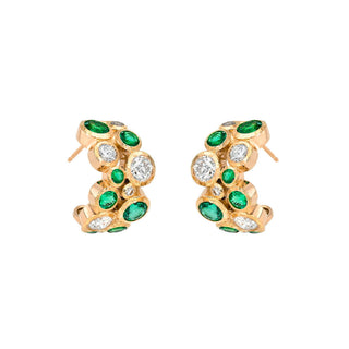 Emerald and Diamond Bubble Earrings Rose Gold by Logan Hollowell Jewelry