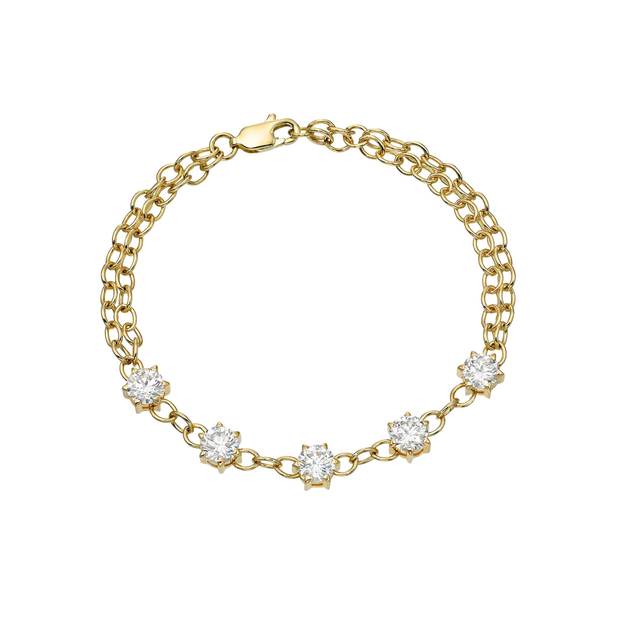 Solar Flare Diamond Star Link Bracelet Yellow Gold by Logan Hollowell Jewelry