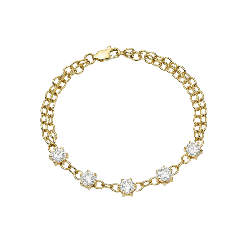 Solar Flare Diamond Star Link Bracelet Yellow Gold by Logan Hollowell Jewelry