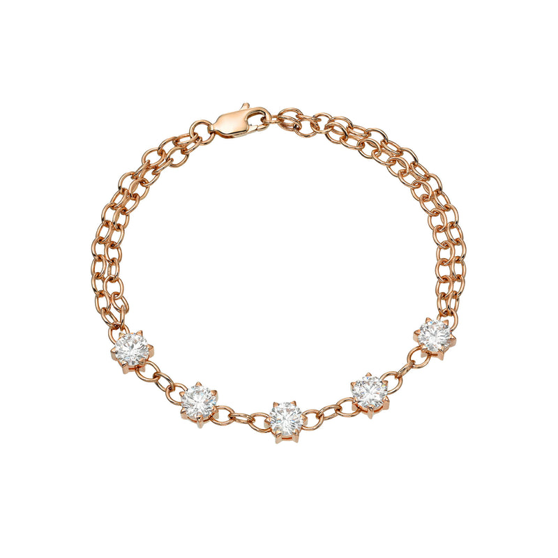Solar Flare Diamond Star Link Bracelet Rose Gold by Logan Hollowell Jewelry