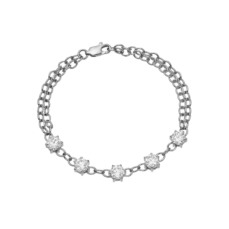 Solar Flare Diamond Star Link Bracelet White Gold by Logan Hollowell Jewelry
