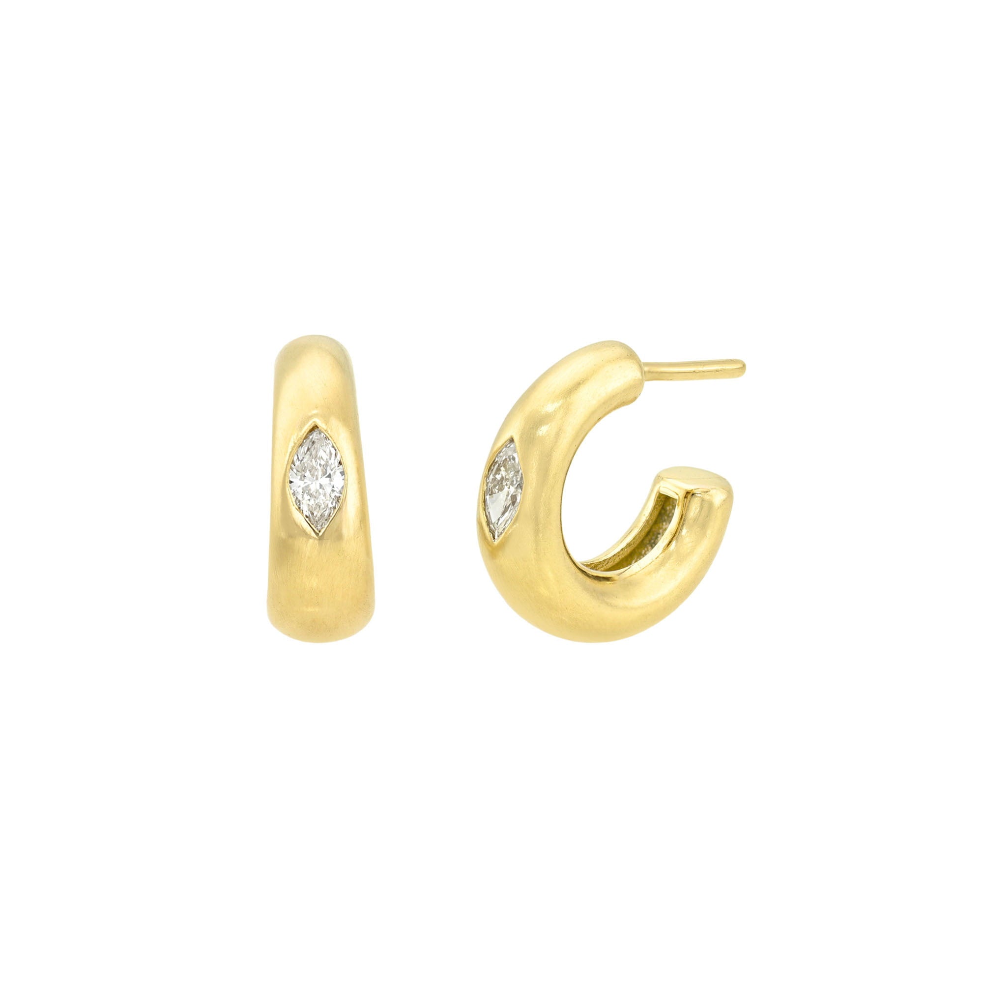 Angel Eye Diamond Hoop Earrings Yellow Gold by Logan Hollowell Jewelry