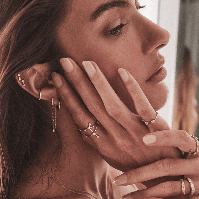 Diamond Mini Goddess Chain Earrings | Ready to Ship by Logan Hollowell Jewelry