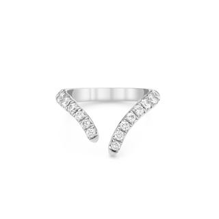 French Pavé Diamond Tusk Ring | Ready to Ship White Gold 8 by Logan Hollowell Jewelry