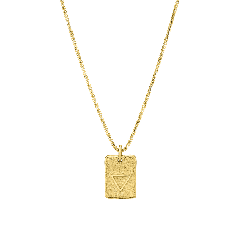 Water Element Plate Necklace 18" Yellow Gold  by Logan Hollowell Jewelry