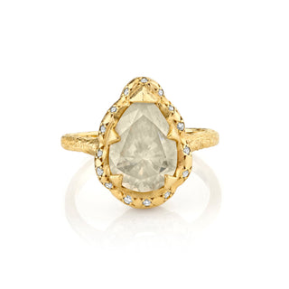 Queen Water Drop Rustic Diamond Ring with Sprinkled Diamonds    by Logan Hollowell Jewelry