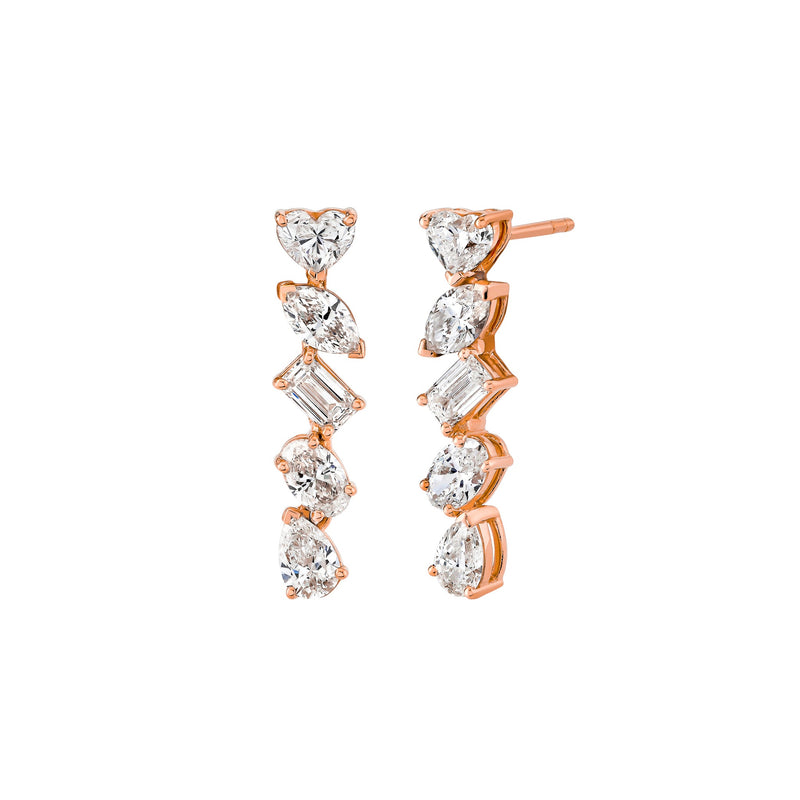 Fortuna Diamond Drop Earrings Rose Gold by Logan Hollowell Jewelry