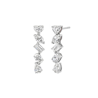 18k Fortuna Diamond Drop Earrings White Gold by Logan Hollowell Jewelry