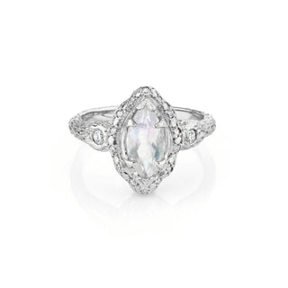 Baby Queen Marquise Moonstone Ring White Gold 3  by Logan Hollowell Jewelry