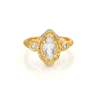 Baby Queen Marquise Moonstone Ring Yellow Gold 3  by Logan Hollowell Jewelry
