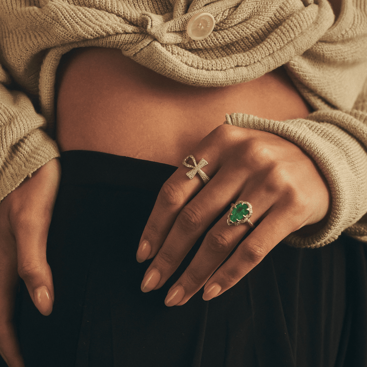 Eternal Ankh Full Pavé Ring | Ready to Ship by Logan Hollowell Jewelry