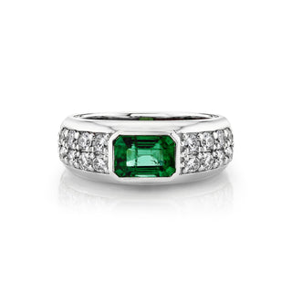 Abundantia Emerald Cut Emerald Diamond Pavé Ring White Gold 3  by Logan Hollowell Jewelry