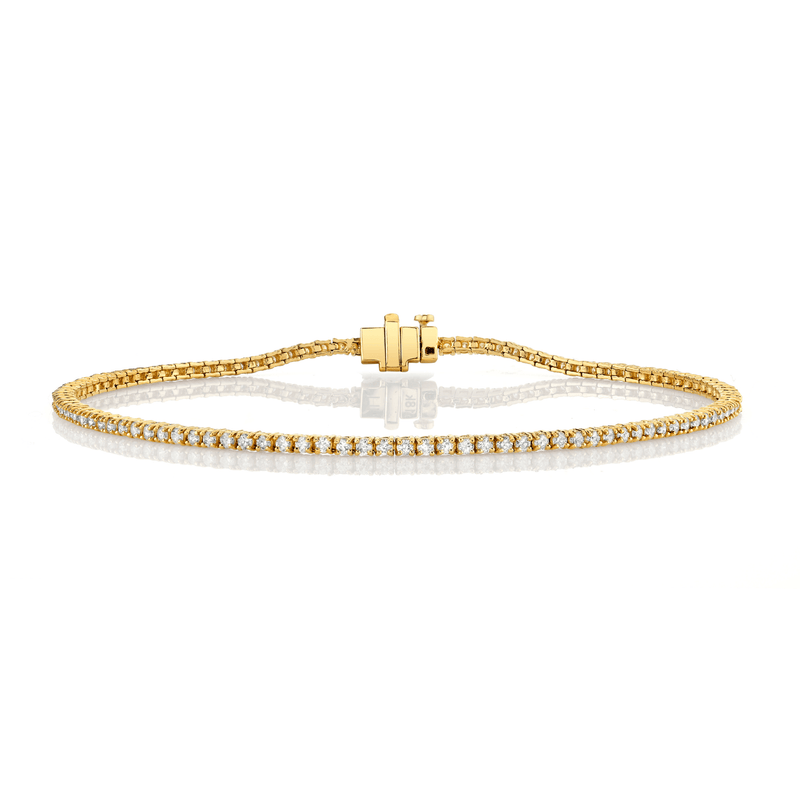 LH Petite White Diamond Tennis Anklet Yellow Gold by Logan Hollowell Jewelry