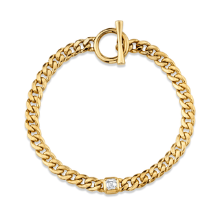 Queen Asscher Cut Diamond Hollow Cuban Bracelet Yellow Gold 6.5"  by Logan Hollowell Jewelry
