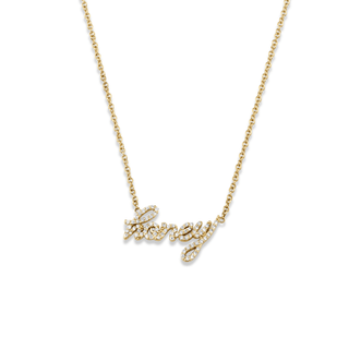 Pavé Diamond Baby Honey Necklace Yellow Gold   by Logan Hollowell Jewelry