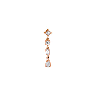 Diana 4-Diamond Drop Earrings Rose Gold Single  by Logan Hollowell Jewelry