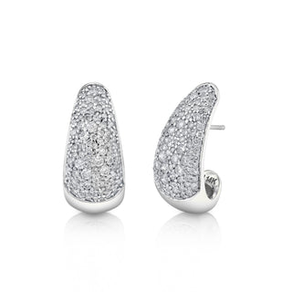 Large Pavé Diamond Tusk Earrings White Gold by Logan Hollowell Jewelry