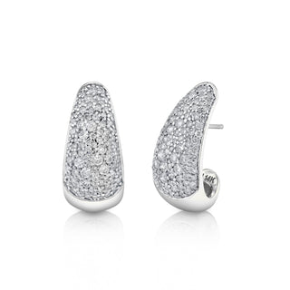 Large Pavé Diamond Tusk Earrings White Gold   by Logan Hollowell Jewelry