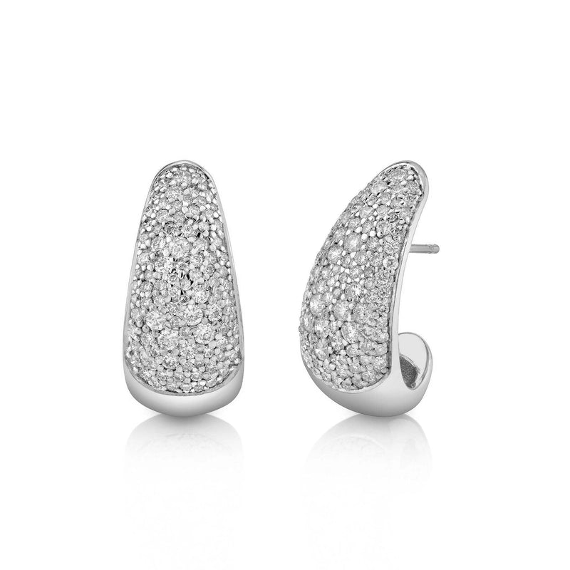 Large Pavé Diamond Tusk Earrings 18k White Gold by Logan Hollowell Jewelry