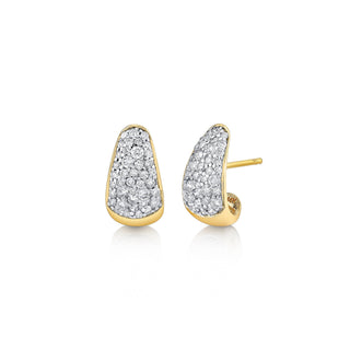 Baby Pave Diamond Tusk Earrings Yellow Gold   by Logan Hollowell Jewelry