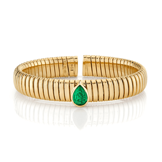 Ouroboros Cuff With Emerald Yellow Gold   by Logan Hollowell Jewelry