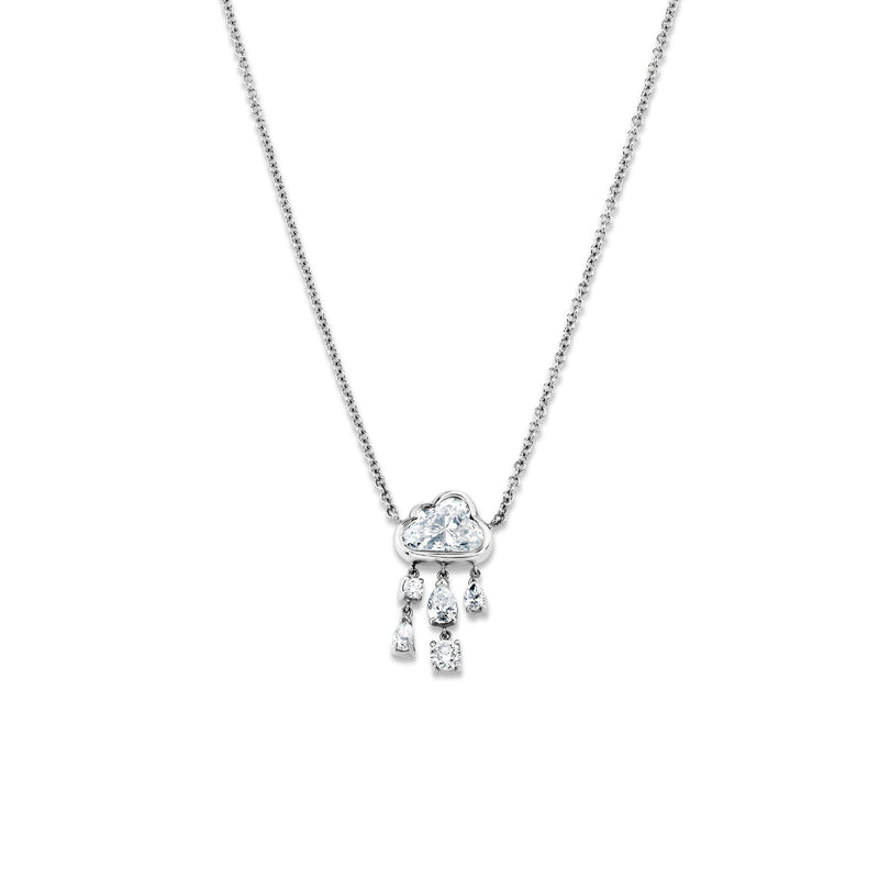 Diamond Rain Cloud Necklace White Gold 15-16" Lab-Created by Logan Hollowell Jewelry