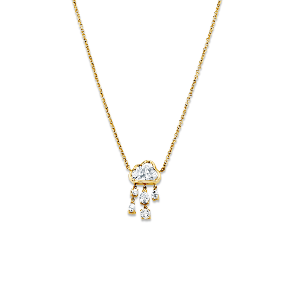 Diamond Rain Cloud Necklace | Ready to Ship (LAB) Yellow Gold Lab-Created 15-16" by Logan Hollowell Jewelry