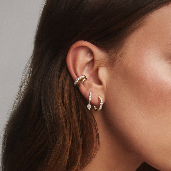 Diamond Water Drop Goddess Hoops | Ready to Ship by Logan Hollowell Jewelry