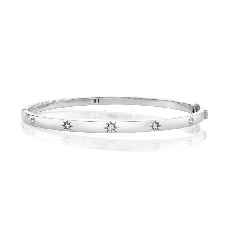 Petite Star Set Diamond Bracelet White Gold Small by Logan Hollowell Jewelry