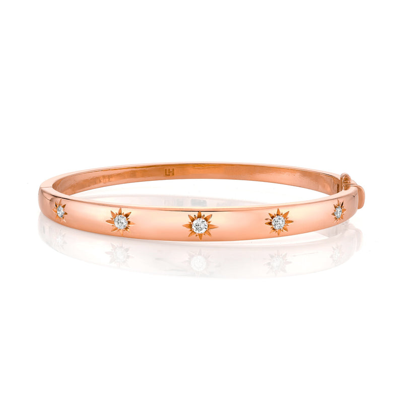 Star Set Rounded Diamond Bracelet Rose Gold Small by Logan Hollowell Jewelry