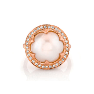 Queen Saturn Pearl Ring Rose Gold 3  by Logan Hollowell Jewelry