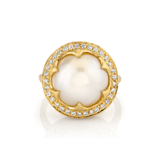 Queen Saturn Pearl Ring | Ready to Ship Yellow Gold 5 by Logan Hollowell Jewelry