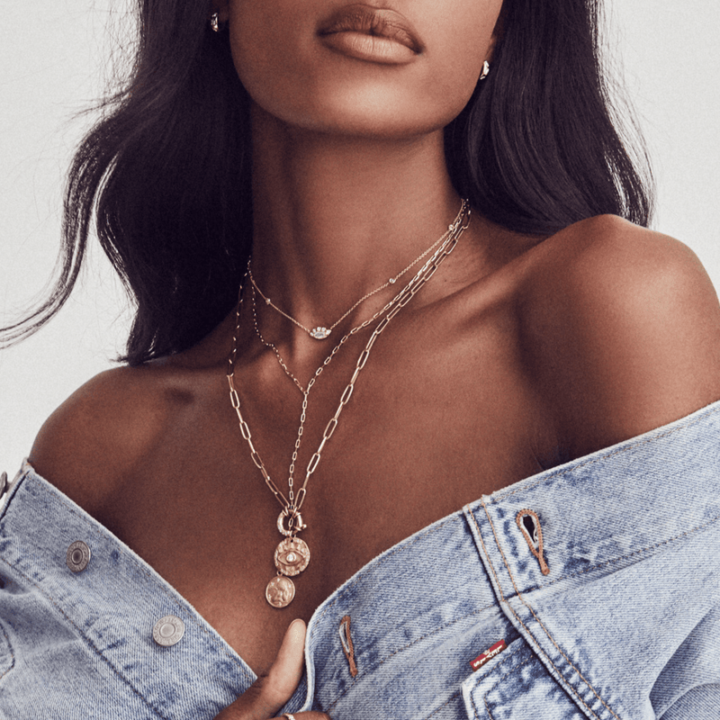 5 Diamond Orbit Bezel Choker with Angel Eye Diamond Center    by Logan Hollowell Jewelry
