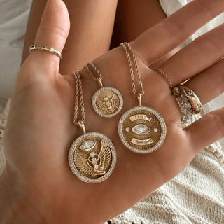 Mini Lady Isis Diamond Pavé Halo Coin Pendant    by Logan Hollowell Jewelry