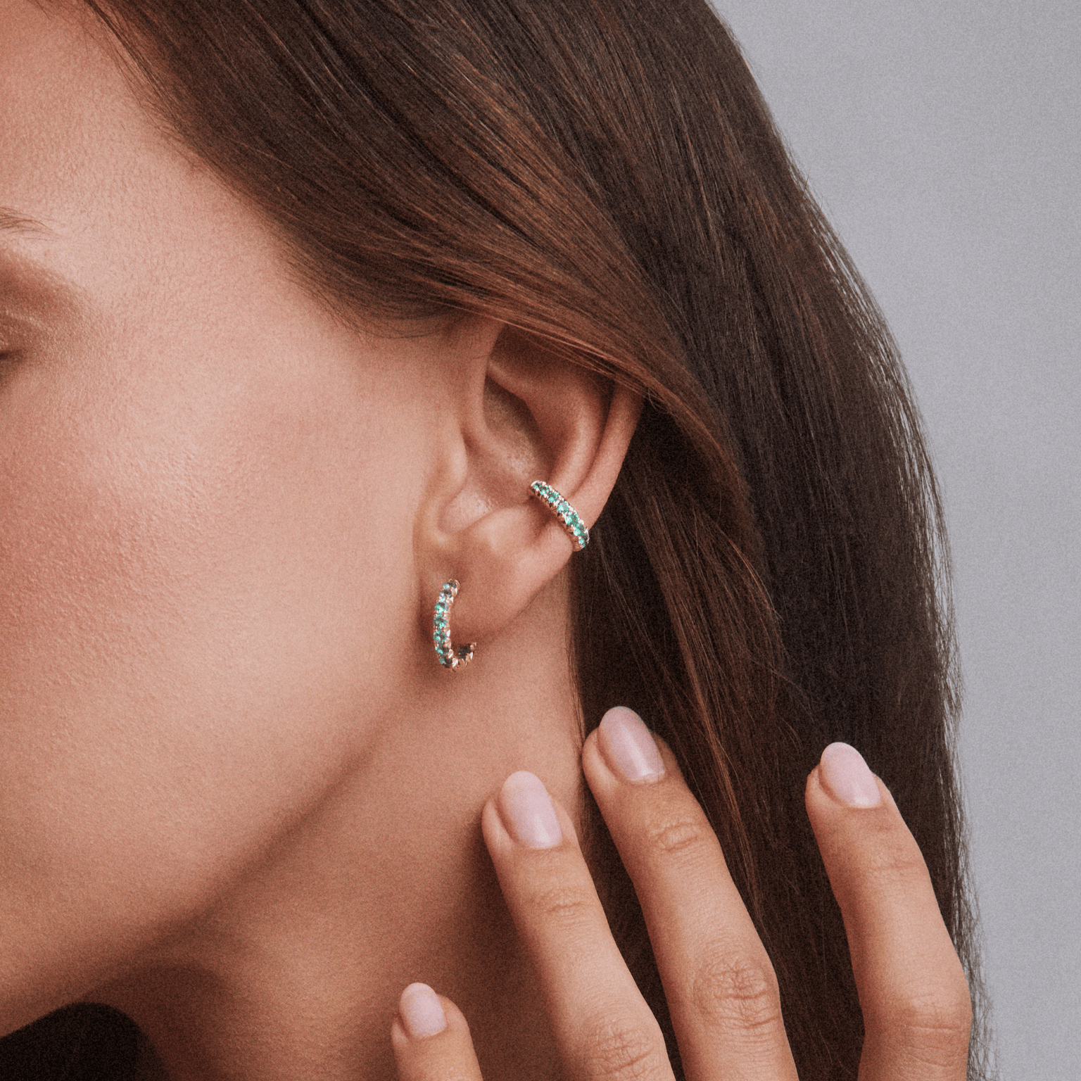 French Pave Graduated Emerald Ear Cuff | Ready to Ship by Logan Hollowell Jewelry