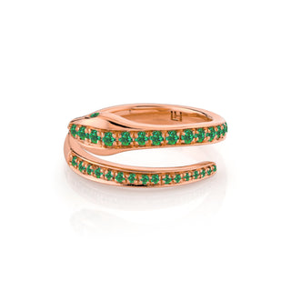 Emerald Kundalini Coil Ring Rose Gold 2.5  by Logan Hollowell Jewelry