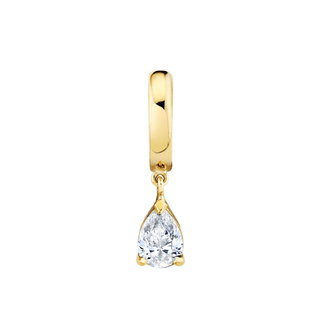 Pear Drop Diamond Huggies Yellow Gold Single Natural by Logan Hollowell Jewelry